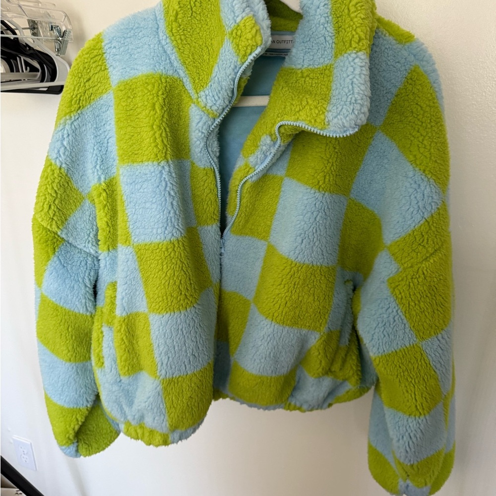 Women’s Checkered Jacket - Green and Blue